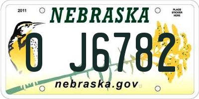 NE license plate 0J6782