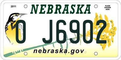 NE license plate 0J6902