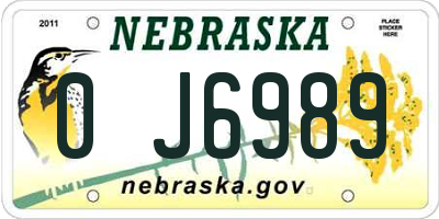 NE license plate 0J6989