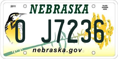 NE license plate 0J7236