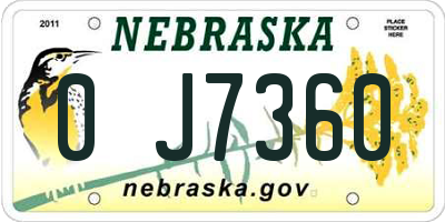 NE license plate 0J7360