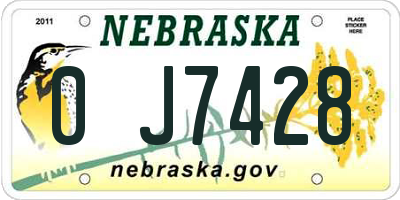 NE license plate 0J7428