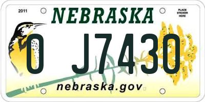 NE license plate 0J7430