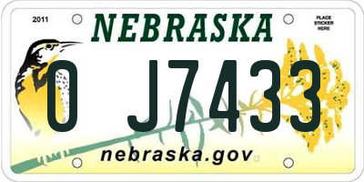 NE license plate 0J7433