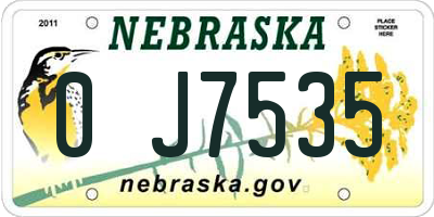 NE license plate 0J7535