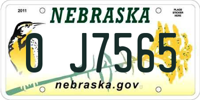 NE license plate 0J7565