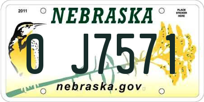 NE license plate 0J7571