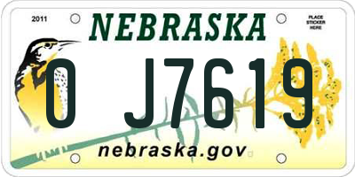 NE license plate 0J7619