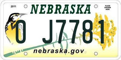 NE license plate 0J7781
