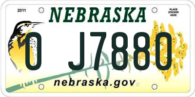 NE license plate 0J7880