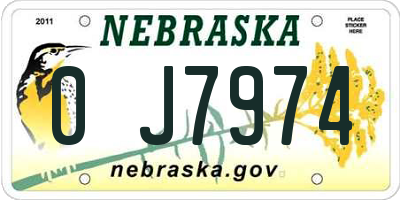 NE license plate 0J7974