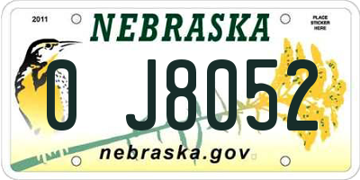 NE license plate 0J8052