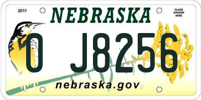 NE license plate 0J8256