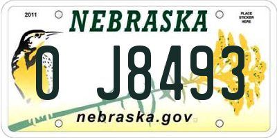 NE license plate 0J8493