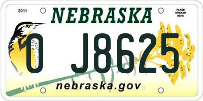 NE license plate 0J8625