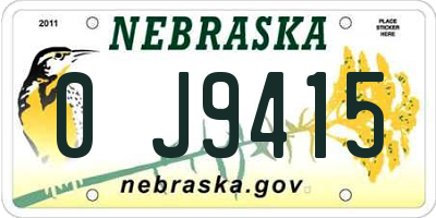 NE license plate 0J9415