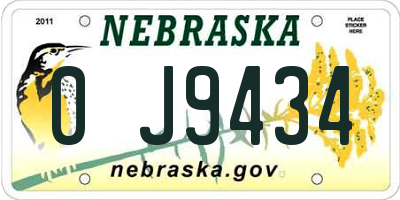 NE license plate 0J9434