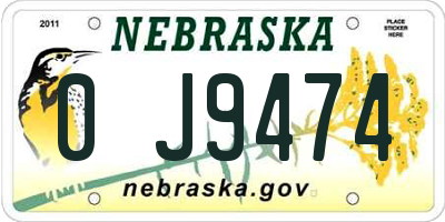 NE license plate 0J9474