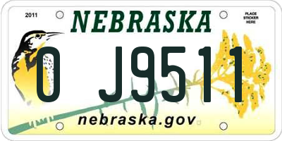 NE license plate 0J9511