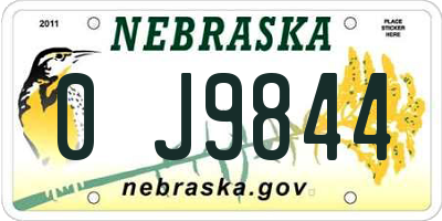 NE license plate 0J9844