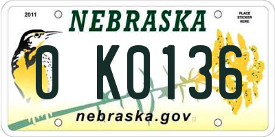 NE license plate 0K0136