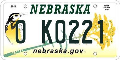 NE license plate 0K0221