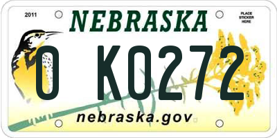 NE license plate 0K0272