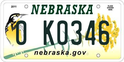 NE license plate 0K0346