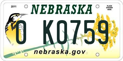 NE license plate 0K0759