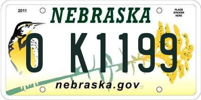 NE license plate 0K1199