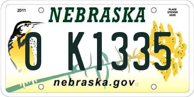 NE license plate 0K1335