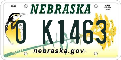 NE license plate 0K1463
