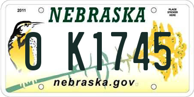 NE license plate 0K1745