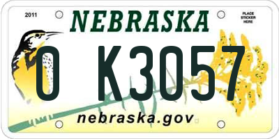 NE license plate 0K3057