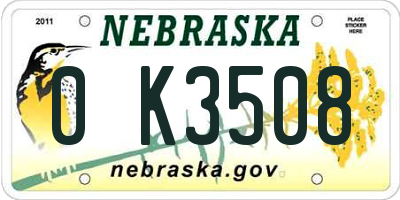 NE license plate 0K3508