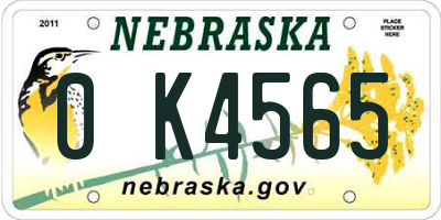 NE license plate 0K4565