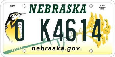 NE license plate 0K4614