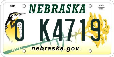 NE license plate 0K4719
