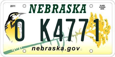 NE license plate 0K4771
