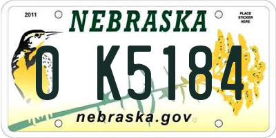 NE license plate 0K5184