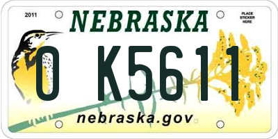 NE license plate 0K5611