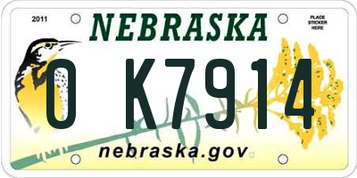 NE license plate 0K7914