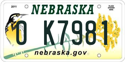NE license plate 0K7981