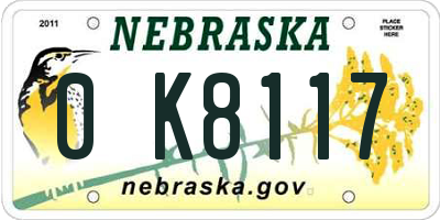 NE license plate 0K8117