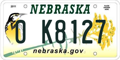 NE license plate 0K8127