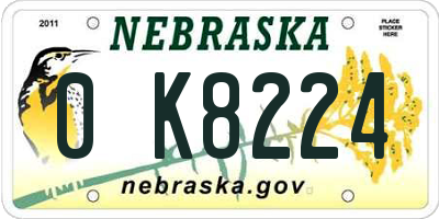 NE license plate 0K8224