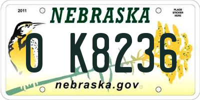 NE license plate 0K8236