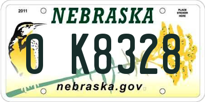 NE license plate 0K8328