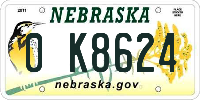 NE license plate 0K8624