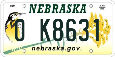 NE license plate 0K8631